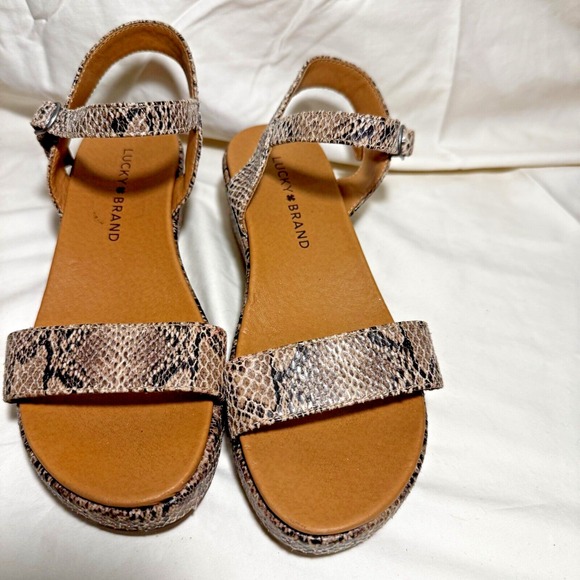 Lucky Brand Girls Size 3 M Platform Sandals Snake Skin Pattern‎ - Picture 1 of 16